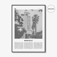 Roseville Print Black and White, Roseville Wall Art, Roseville Poster, Roseville Photo, Roseville Wall Décor, California, USA, United States