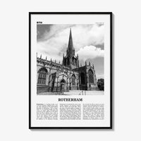 Rotherham Print Black and White, Rotherham Wall Art, Rotherham Poster, Rotherham Photo, Rotherham Wall Décor, Rotherham Map, England