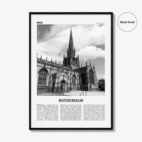 Rotherham Print Black and White, Rotherham Wall Art, Rotherham Poster, Rotherham Photo, Rotherham Wall Décor, Rotherham Map, England