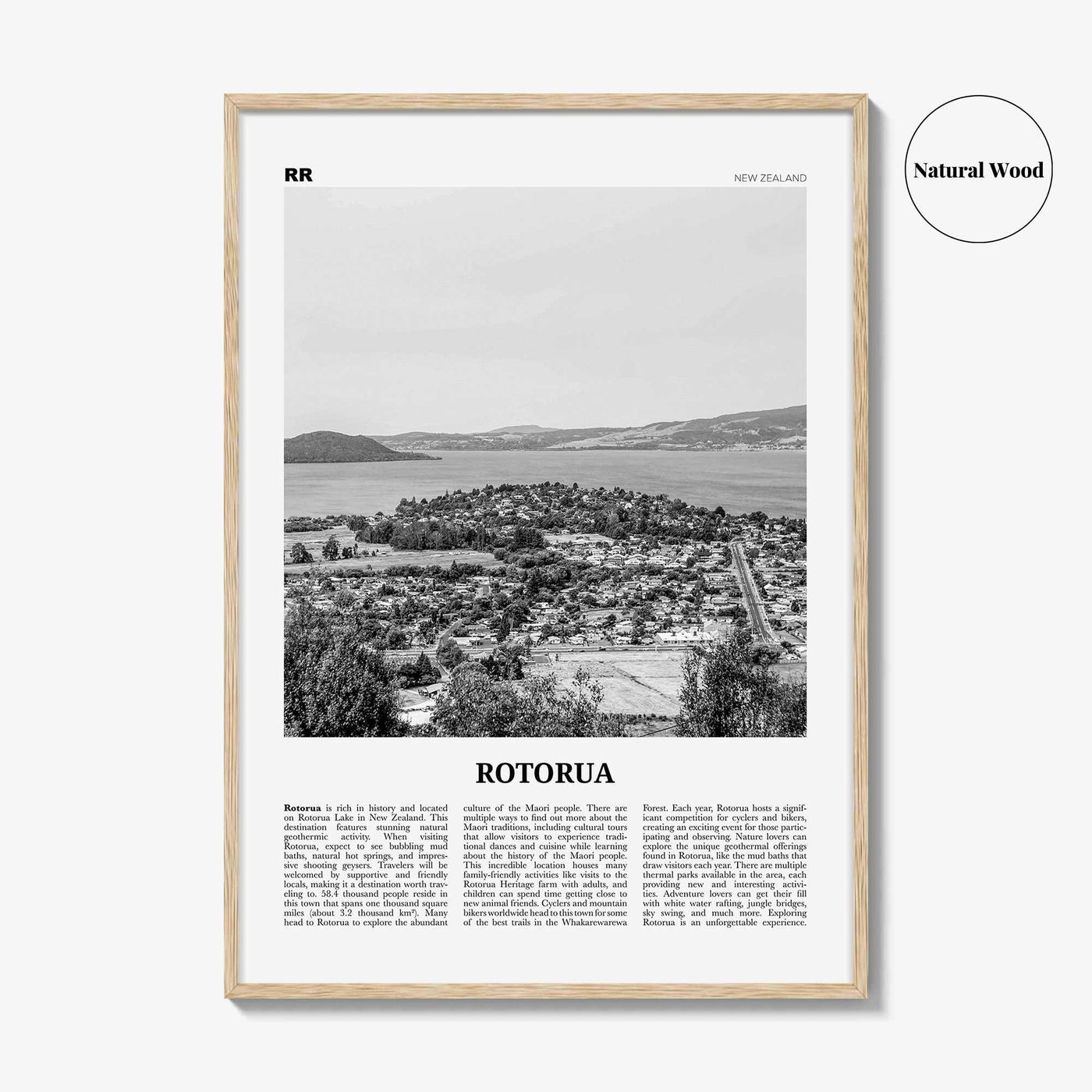 Rotorua Print Black and White, Rotorua Wall Art, Rotorua Poster, Rotorua Photo, Rotorua Wall Décor, Rotorua Map, New Zealand