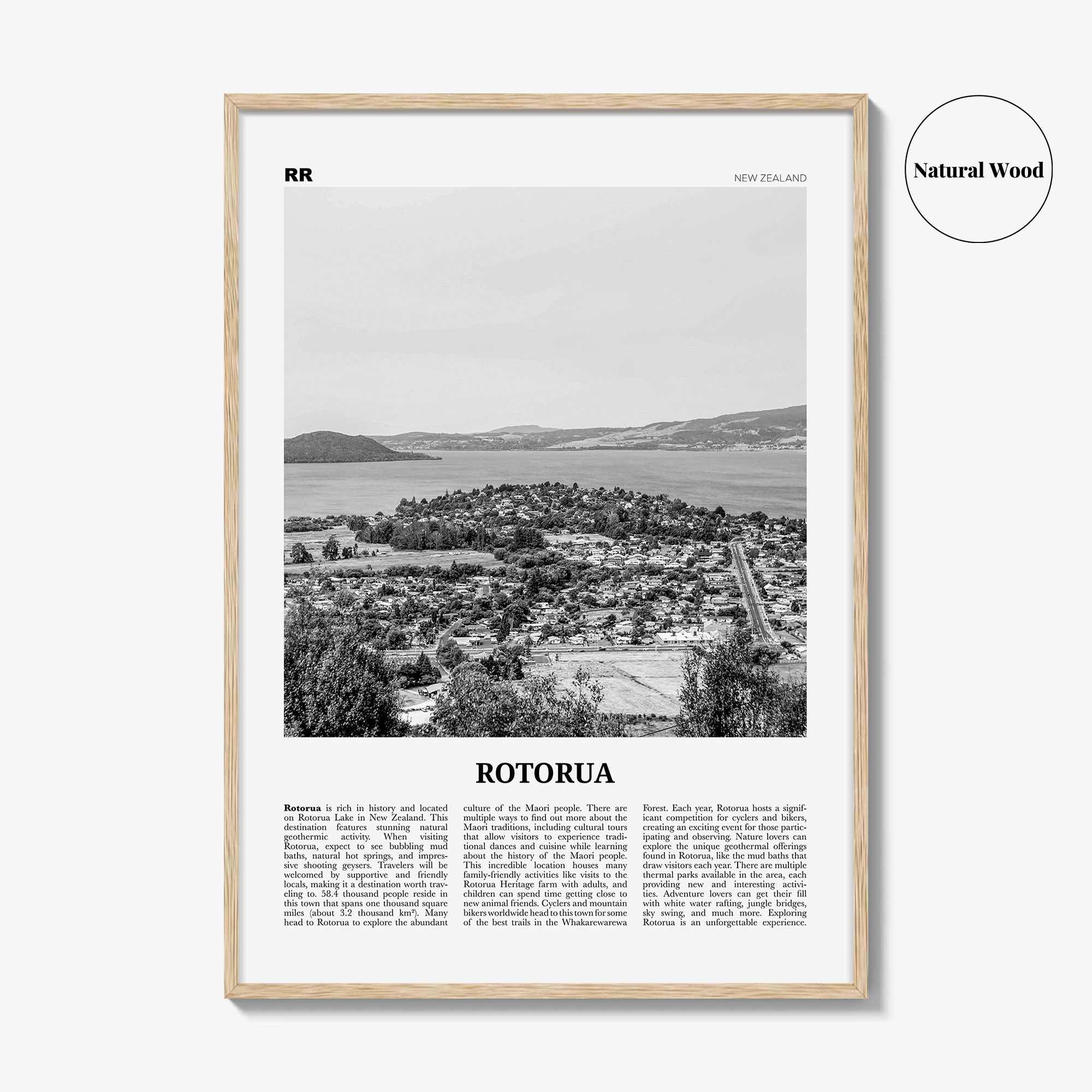 Rotorua Print Black and White, Rotorua Wall Art, Rotorua Poster, Rotorua Photo, Rotorua Wall Décor, Rotorua Map, New Zealand