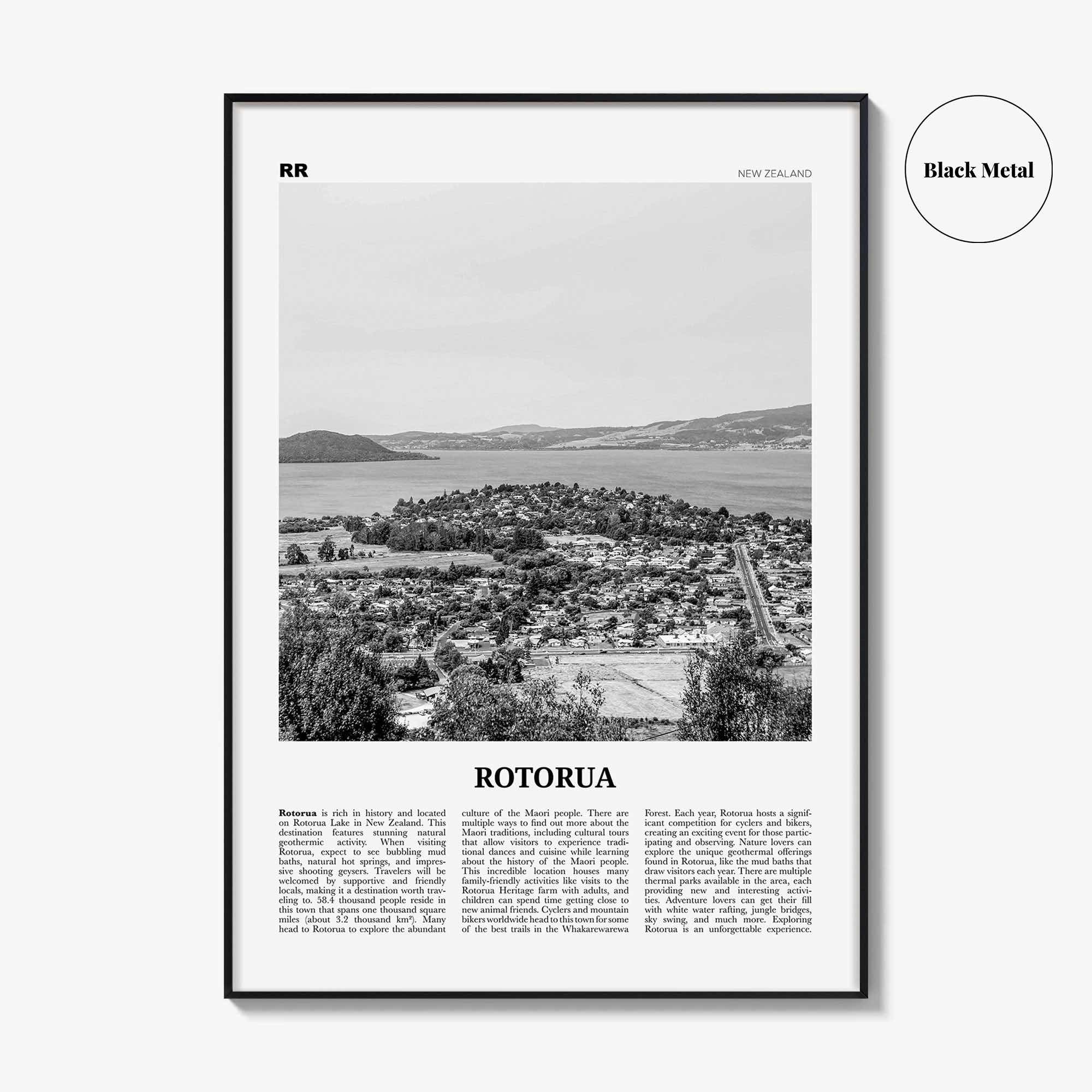 Rotorua Print Black and White, Rotorua Wall Art, Rotorua Poster, Rotorua Photo, Rotorua Wall Décor, Rotorua Map, New Zealand
