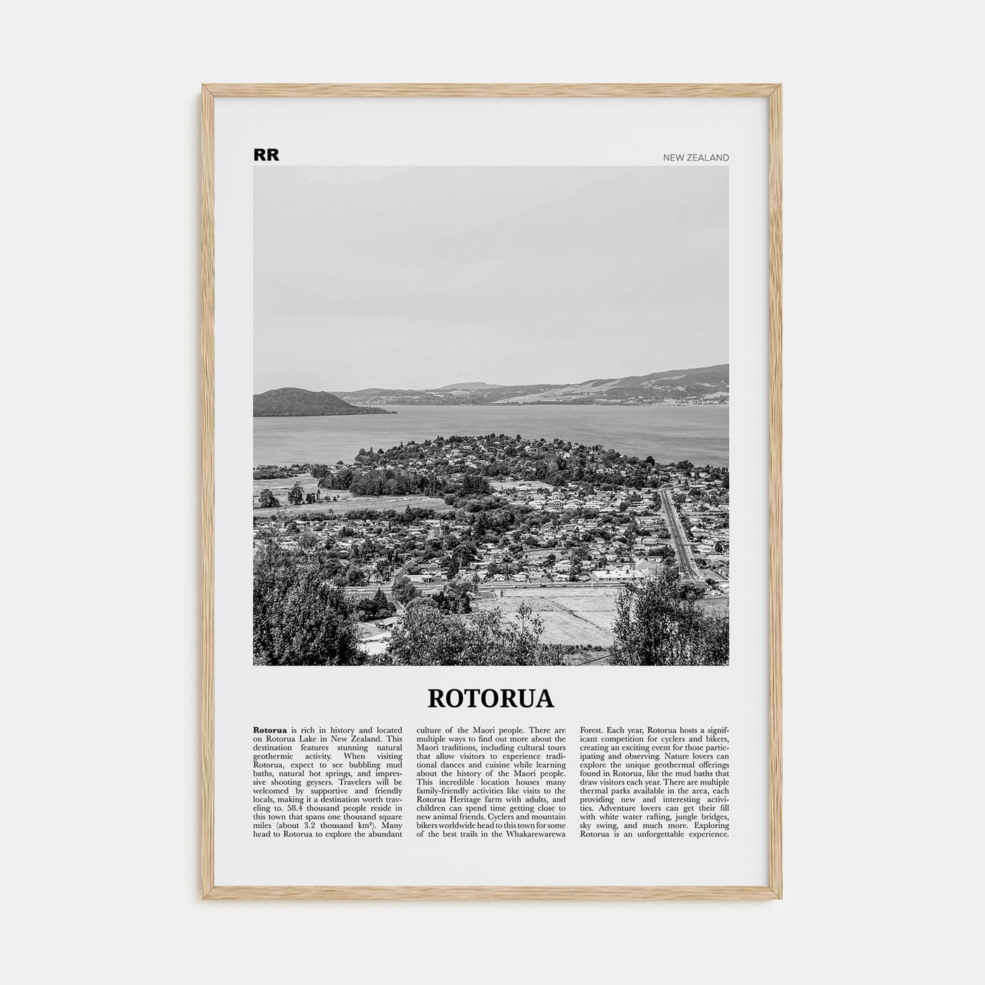 Rotorua Travel B&W Poster