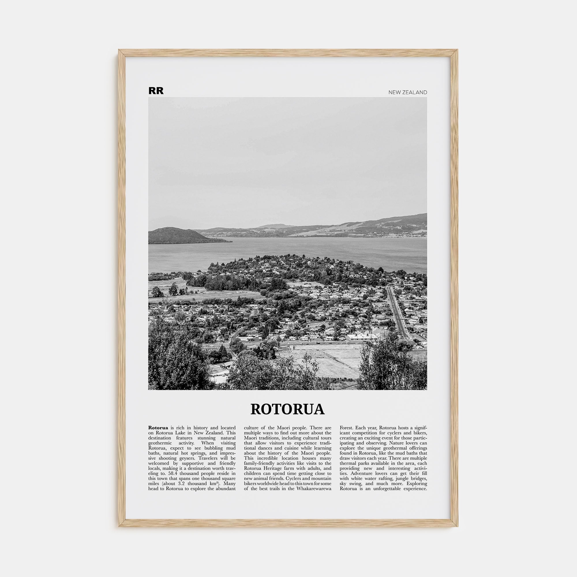 Rotorua Travel B&W Poster