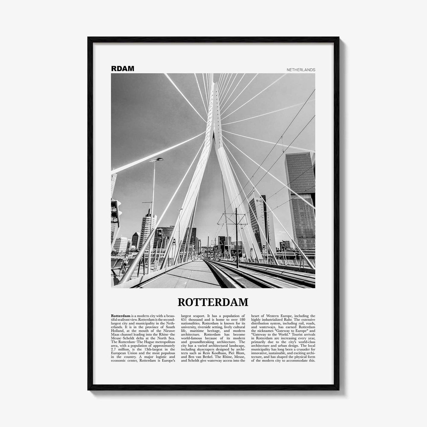 Rotterdam Print Black and White No 1, Rotterdam Wall Art, Rotterdam Poster, Rotterdam Photo, Netherlands, Nederland, Holland, Europe