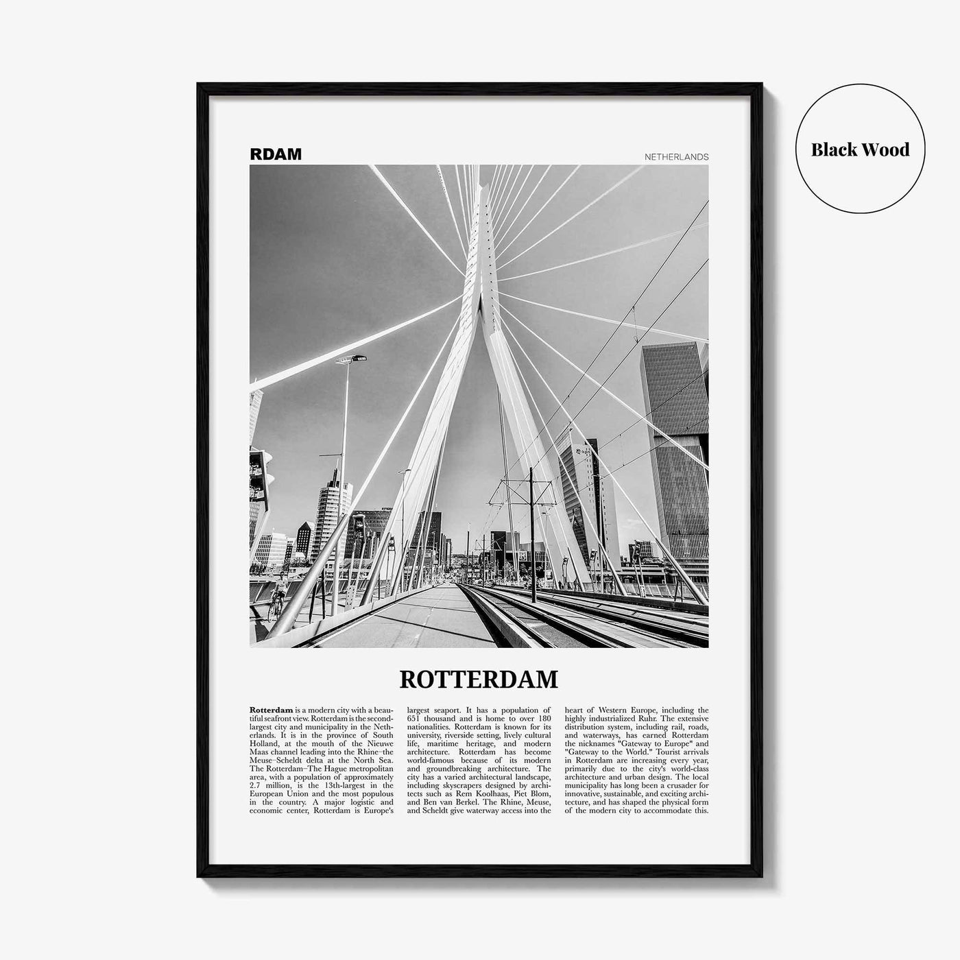 Rotterdam Print Black and White No 1, Rotterdam Wall Art, Rotterdam Poster, Rotterdam Photo, Netherlands, Nederland, Holland, Europe