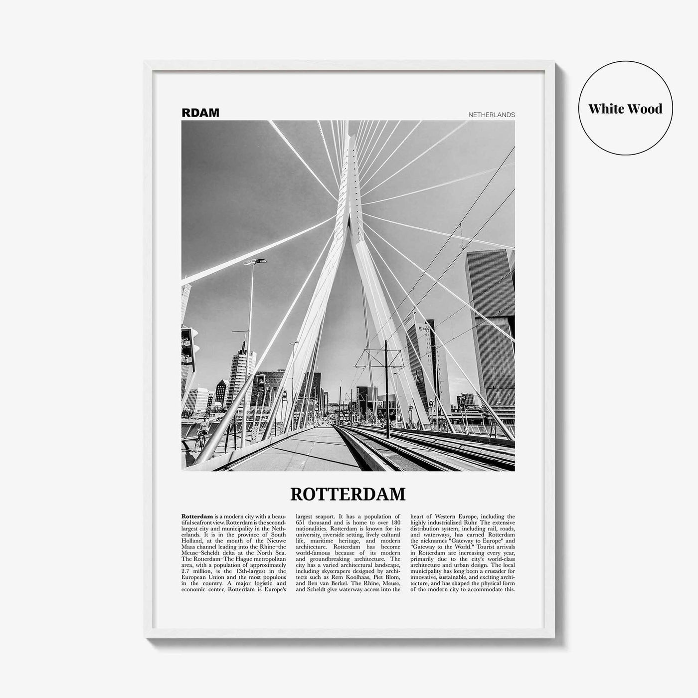 Rotterdam Print Black and White No 1, Rotterdam Wall Art, Rotterdam Poster, Rotterdam Photo, Netherlands, Nederland, Holland, Europe