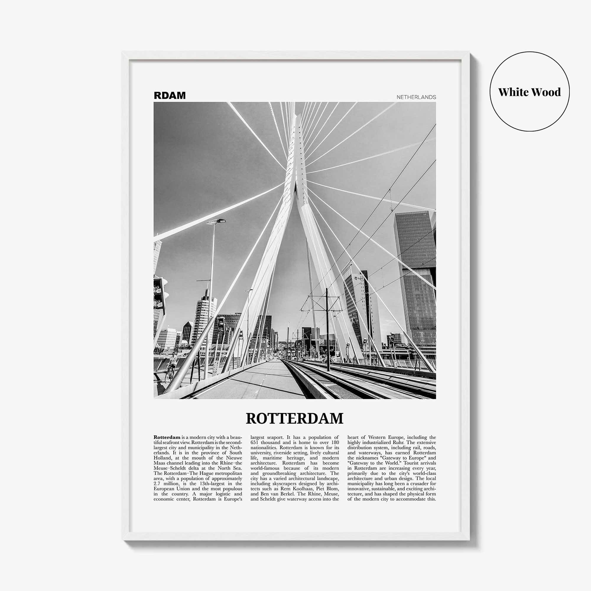 Rotterdam Print Black and White No 1, Rotterdam Wall Art, Rotterdam Poster, Rotterdam Photo, Netherlands, Nederland, Holland, Europe