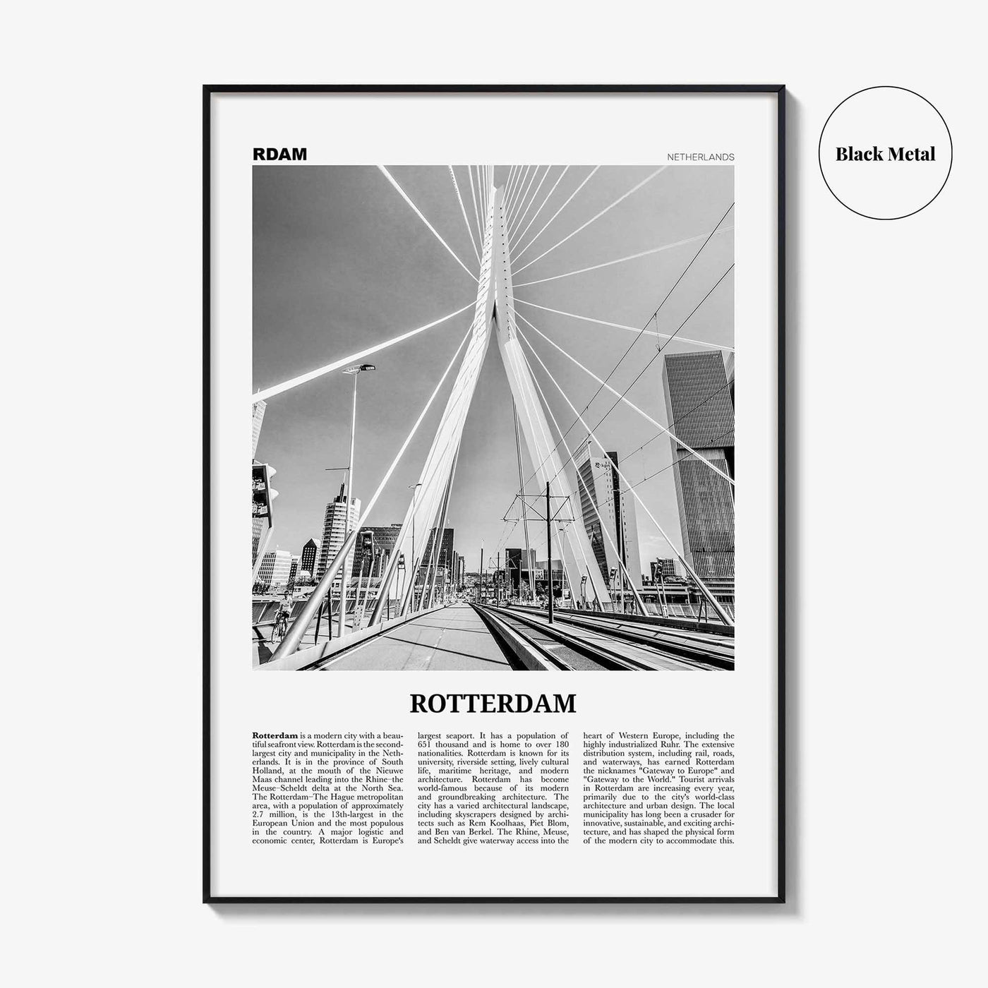 Rotterdam Print Black and White No 1, Rotterdam Wall Art, Rotterdam Poster, Rotterdam Photo, Netherlands, Nederland, Holland, Europe