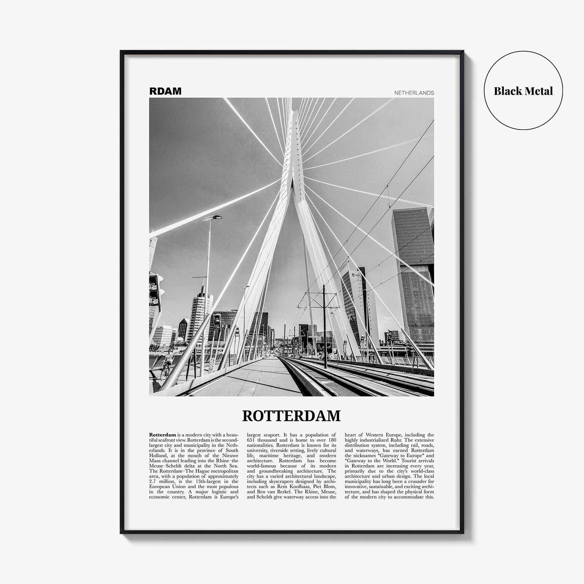 Rotterdam Print Black and White No 1, Rotterdam Wall Art, Rotterdam Poster, Rotterdam Photo, Netherlands, Nederland, Holland, Europe
