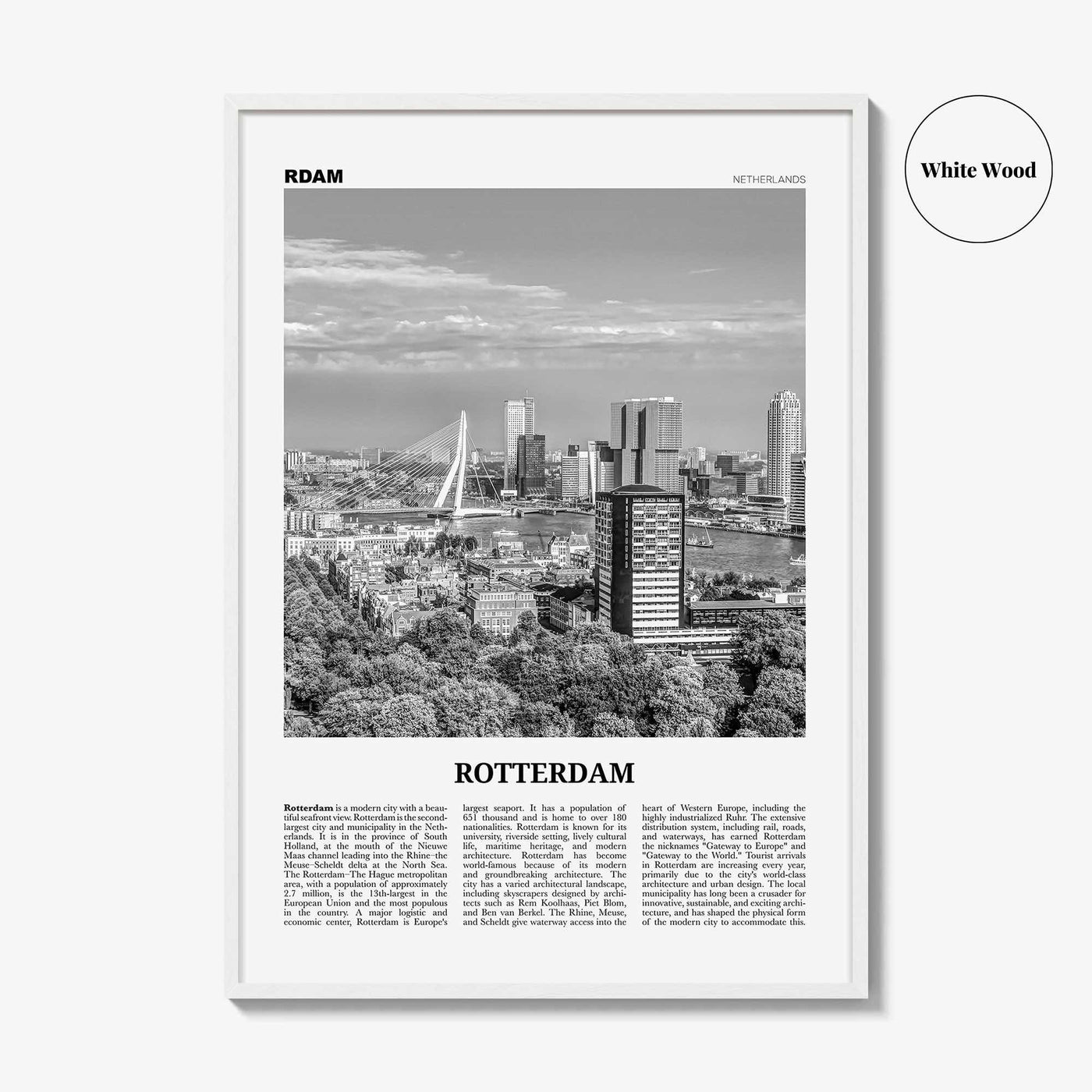 Rotterdam Print Black and White No 2, Rotterdam Wall Art, Rotterdam Poster, Rotterdam Photo, Netherlands, Nederland, Holland, Europe