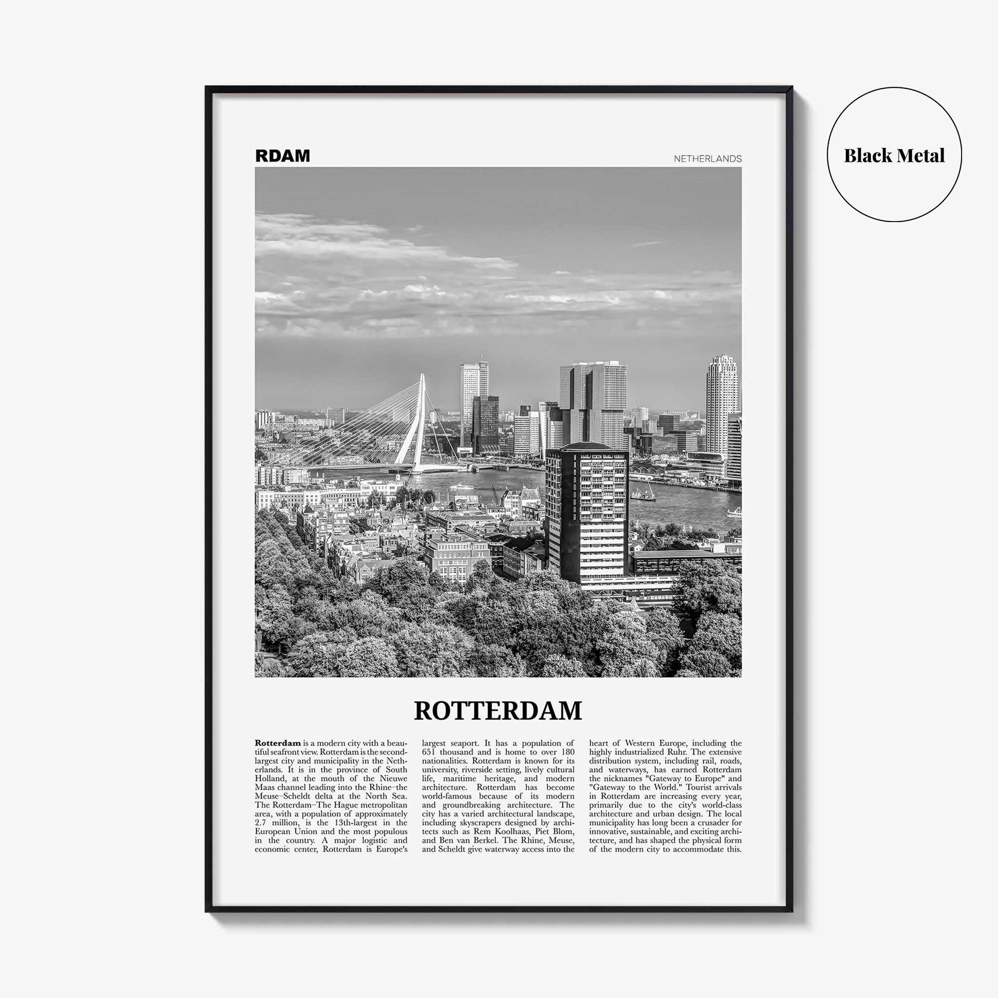 Rotterdam Print Black and White No 2, Rotterdam Wall Art, Rotterdam Poster, Rotterdam Photo, Netherlands, Nederland, Holland, Europe