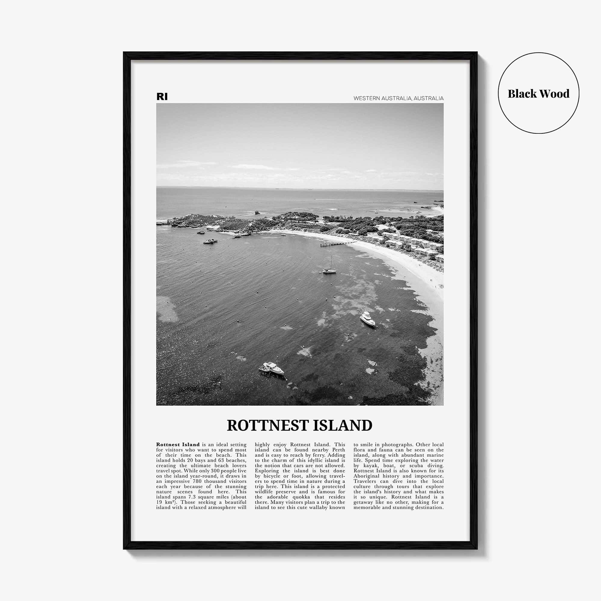 Rottnest Island Print Black and White, Rottnest Island Wall Art, Rottnest Island Poster, Rottnest Island Photo, Australia