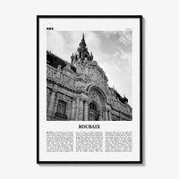 Roubaix Print Black and White, Roubaix Wall Art, Roubaix Poster, Roubaix Photo, Roubaix Wall Décor, Roubaix Map, France