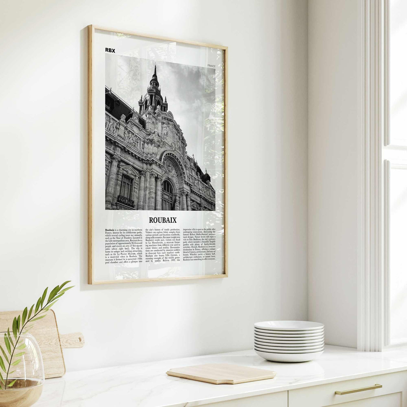 Roubaix Print Black and White, Roubaix Wall Art, Roubaix Poster, Roubaix Photo, Roubaix Wall Décor, Roubaix Map, France