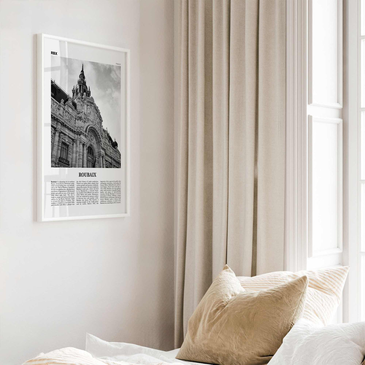 Roubaix Print Black and White, Roubaix Wall Art, Roubaix Poster, Roubaix Photo, Roubaix Wall Décor, Roubaix Map, France