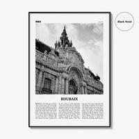 Roubaix Print Black and White, Roubaix Wall Art, Roubaix Poster, Roubaix Photo, Roubaix Wall Décor, Roubaix Map, France