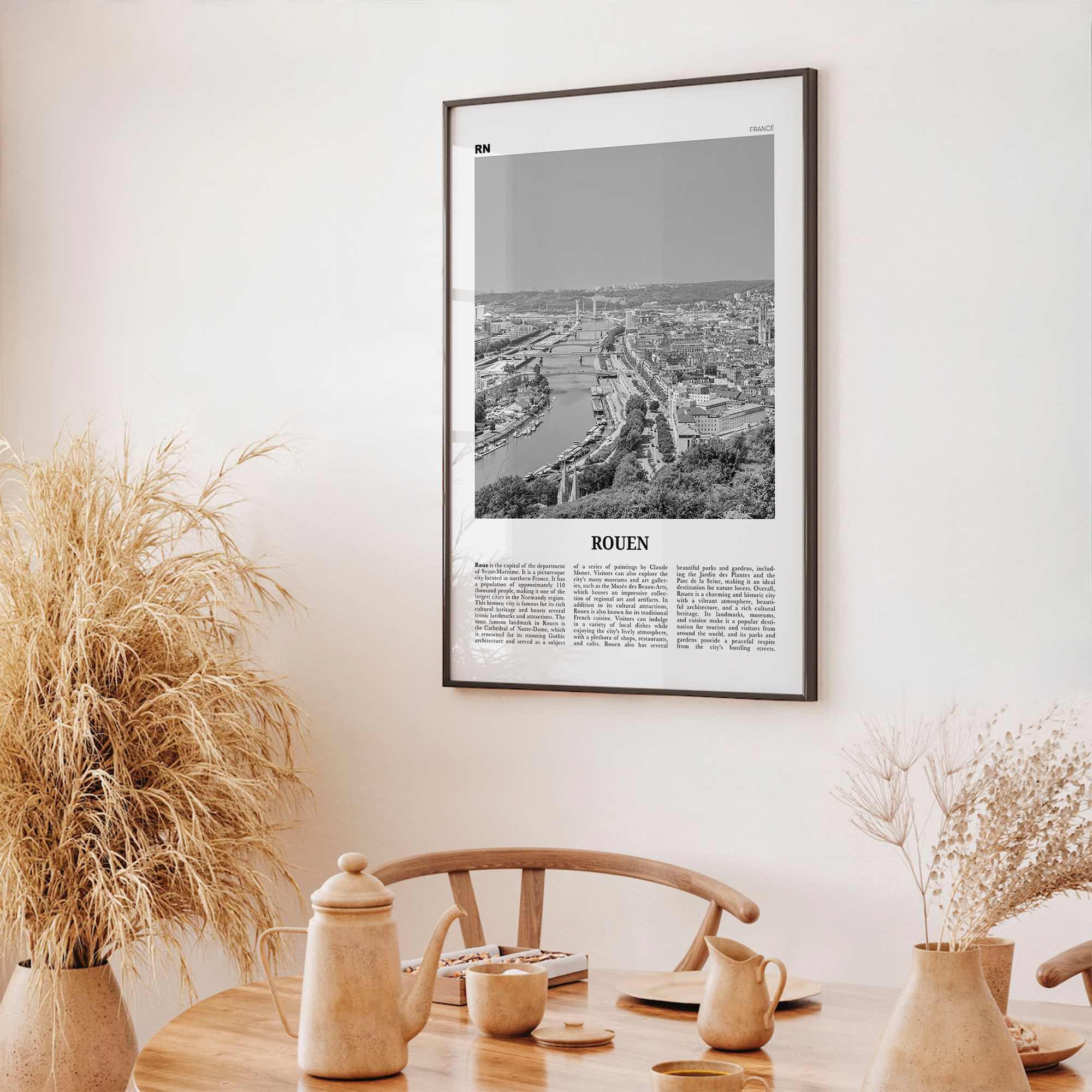 Rouen Print Black and White, Rouen Wall Art, Rouen Poster, Rouen Photo, Rouen Wall Décor, Rouen Map, France