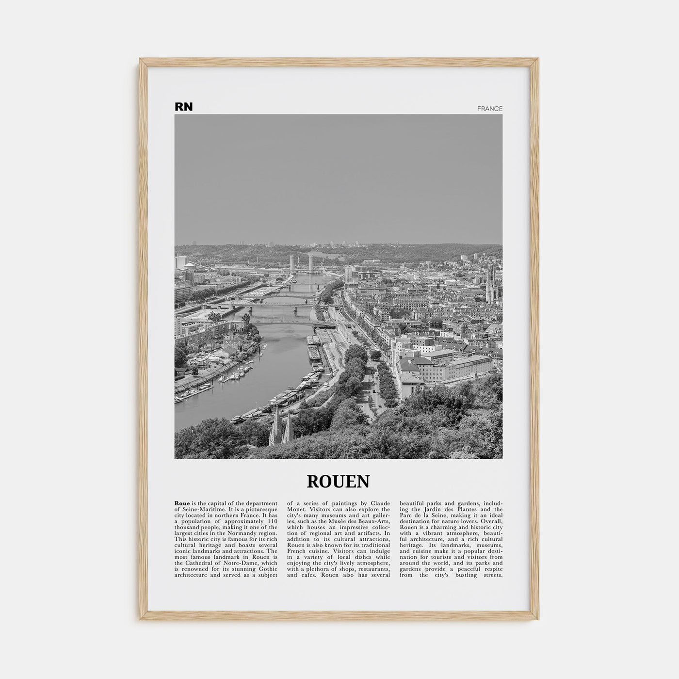 Rouen Travel B&W Poster