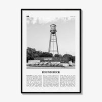 Round Rock Print Black and White, Round Rock Wall Art, Round Rock Poster, Round Rock Photo, Round Rock Wall Décor, Round Rock Map, Texas