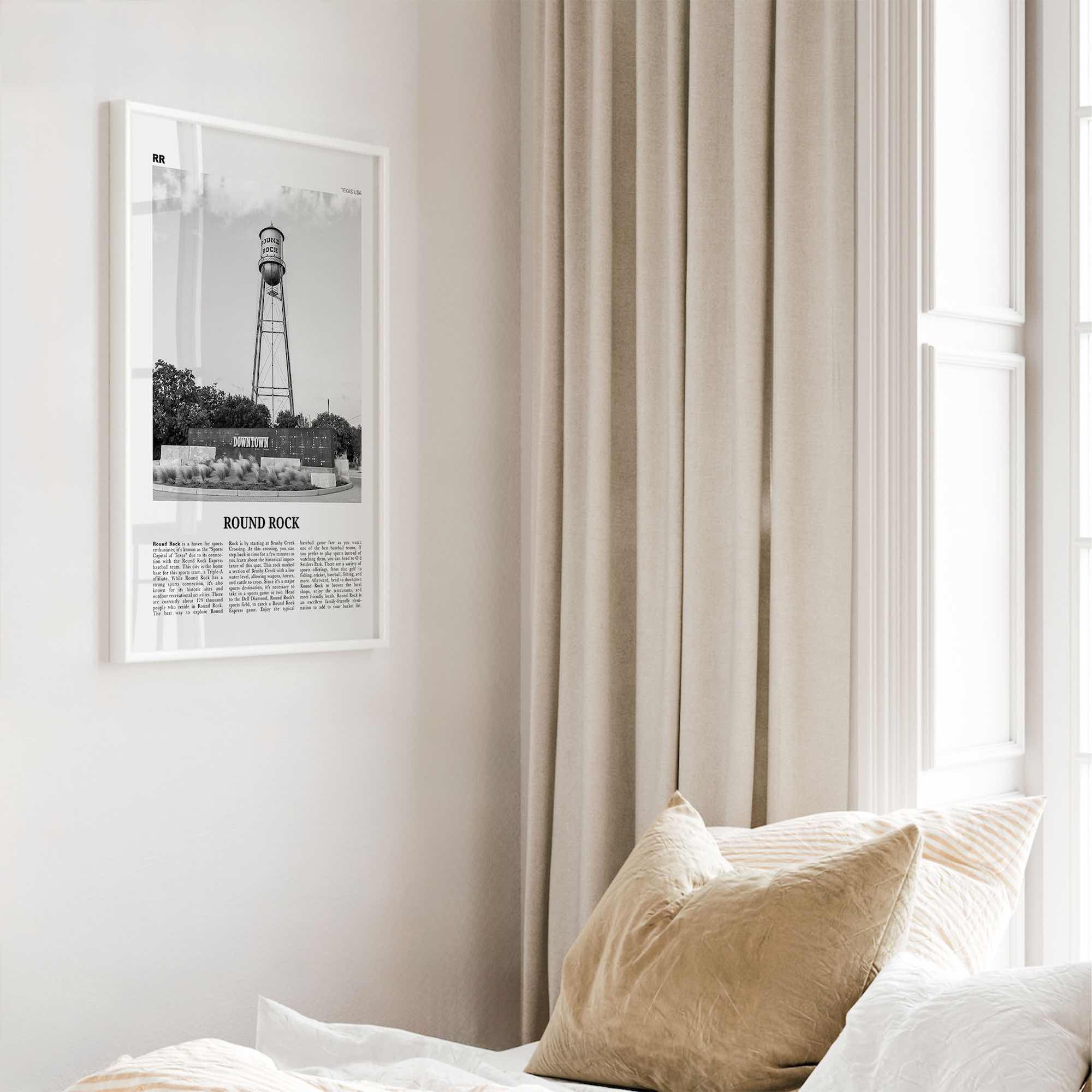 Round Rock Print Black and White, Round Rock Wall Art, Round Rock Poster, Round Rock Photo, Round Rock Wall Décor, Round Rock Map, Texas