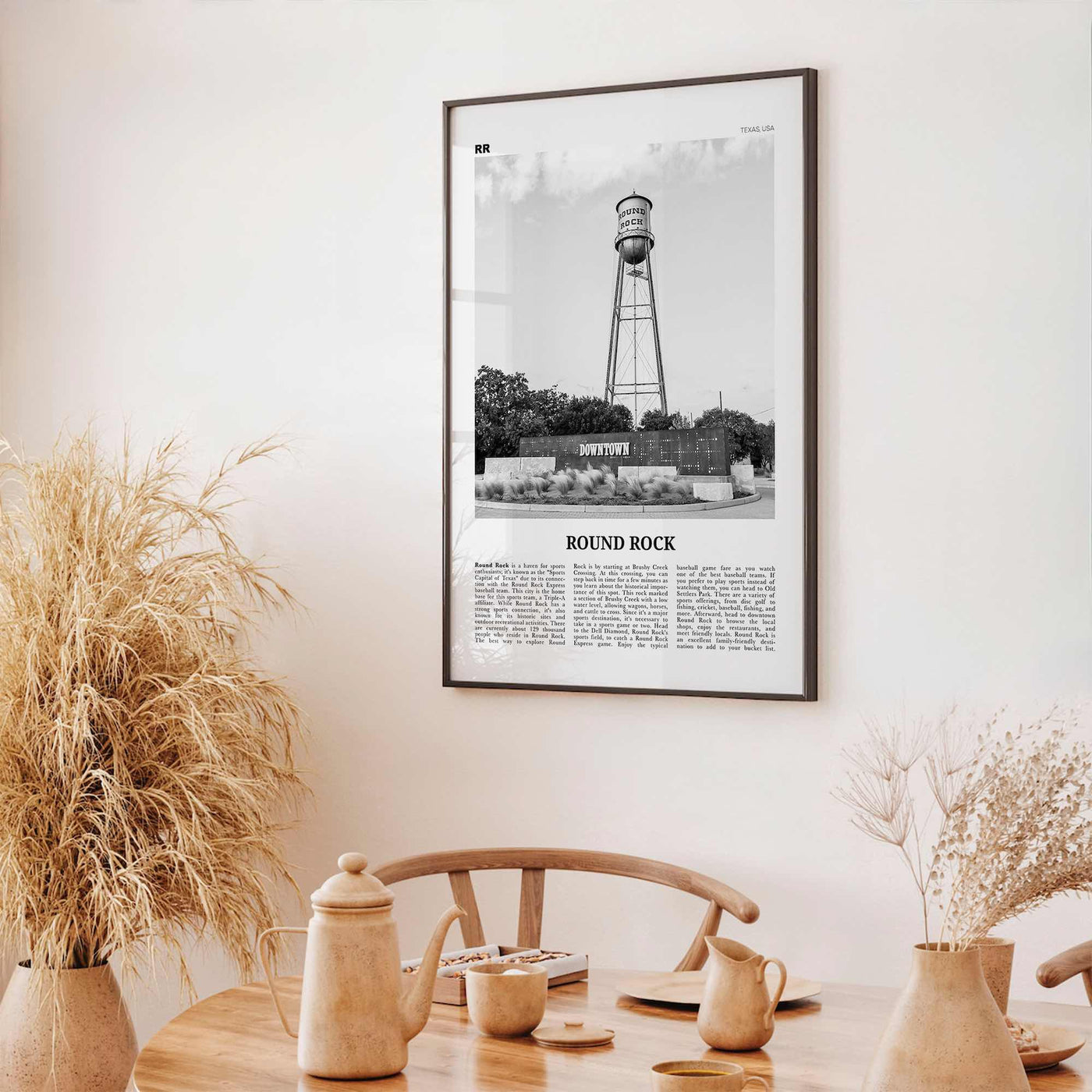 Round Rock Print Black and White, Round Rock Wall Art, Round Rock Poster, Round Rock Photo, Round Rock Wall Décor, Round Rock Map, Texas