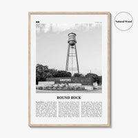 Round Rock Print Black and White, Round Rock Wall Art, Round Rock Poster, Round Rock Photo, Round Rock Wall Décor, Round Rock Map, Texas