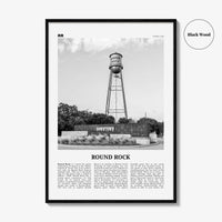 Round Rock Print Black and White, Round Rock Wall Art, Round Rock Poster, Round Rock Photo, Round Rock Wall Décor, Round Rock Map, Texas