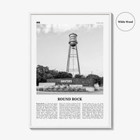 Round Rock Print Black and White, Round Rock Wall Art, Round Rock Poster, Round Rock Photo, Round Rock Wall Décor, Round Rock Map, Texas