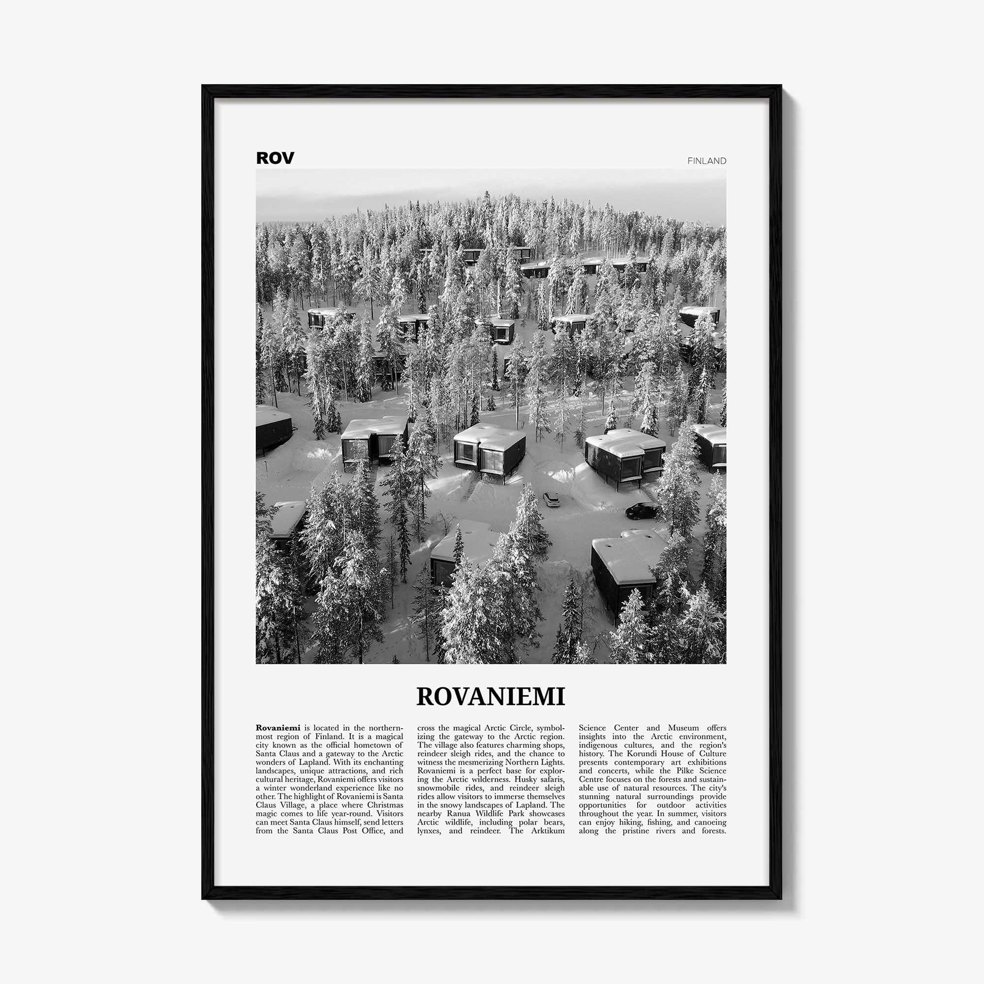 Rovaniemi Print Black and White, Rovaniemi Wall Art, Rovaniemi Poster, Rovaniemi Photo, Rovaniemi Wall Décor, Rovaniemi Map, Finland