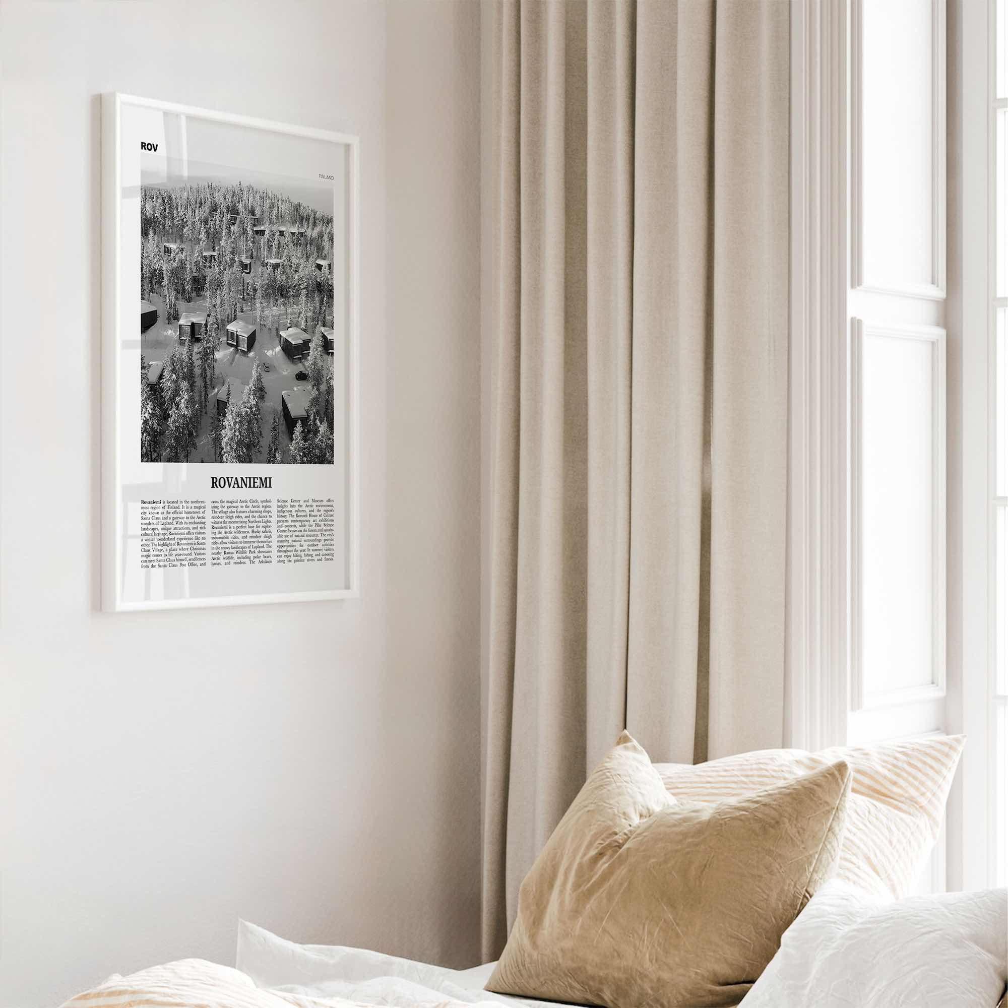 Rovaniemi Print Black and White, Rovaniemi Wall Art, Rovaniemi Poster, Rovaniemi Photo, Rovaniemi Wall Décor, Rovaniemi Map, Finland