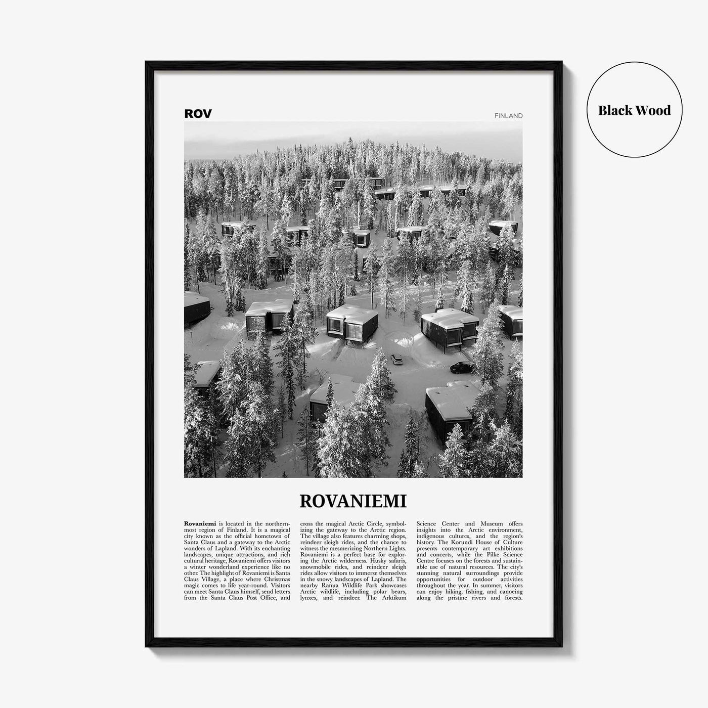 Rovaniemi Print Black and White, Rovaniemi Wall Art, Rovaniemi Poster, Rovaniemi Photo, Rovaniemi Wall Décor, Rovaniemi Map, Finland