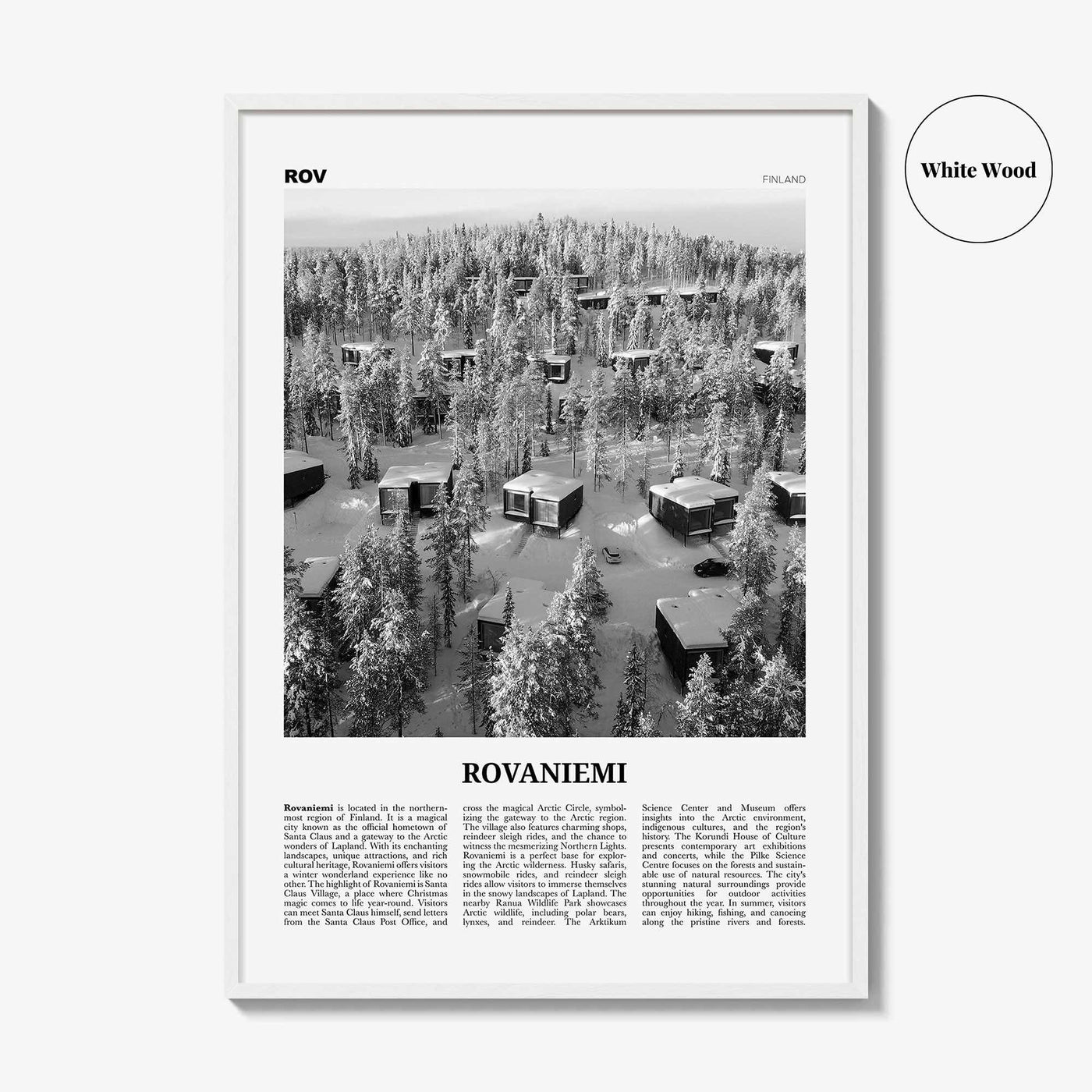 Rovaniemi Print Black and White, Rovaniemi Wall Art, Rovaniemi Poster, Rovaniemi Photo, Rovaniemi Wall Décor, Rovaniemi Map, Finland