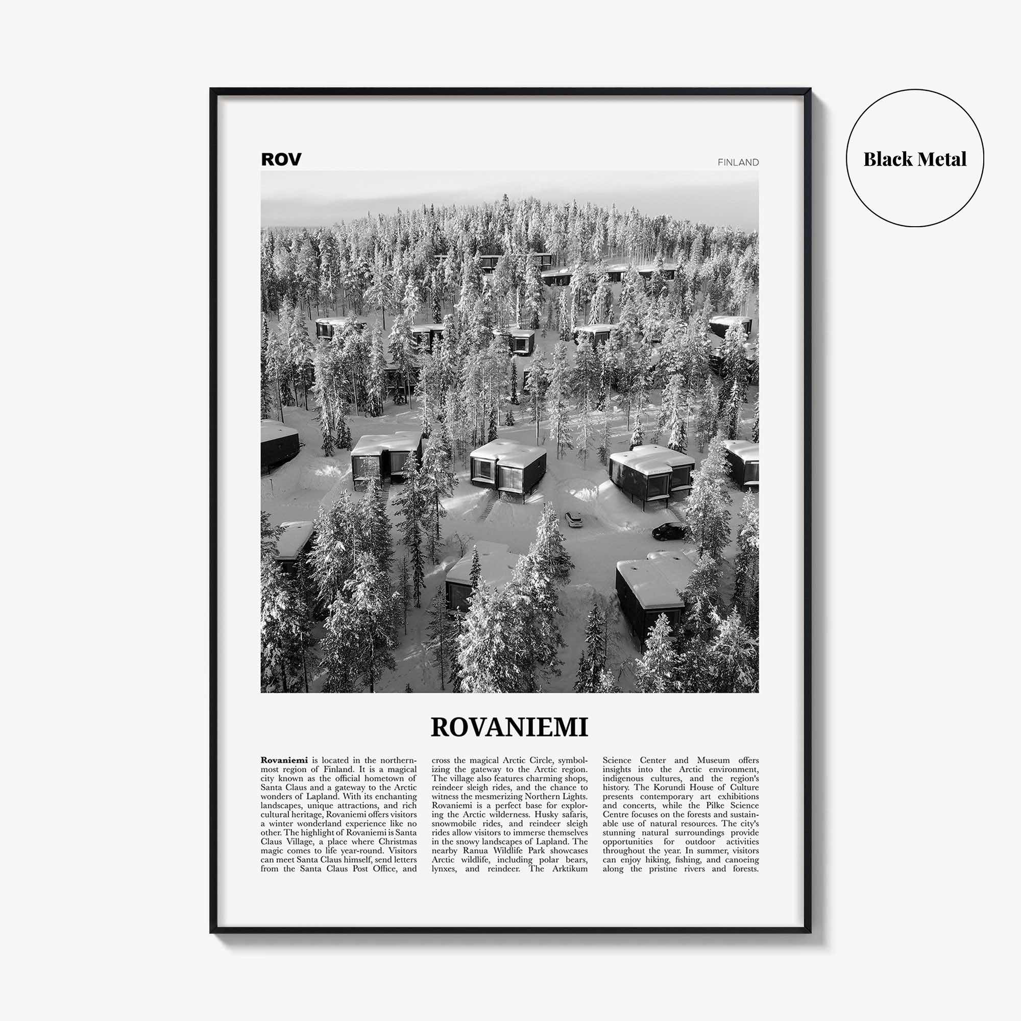 Rovaniemi Print Black and White, Rovaniemi Wall Art, Rovaniemi Poster, Rovaniemi Photo, Rovaniemi Wall Décor, Rovaniemi Map, Finland