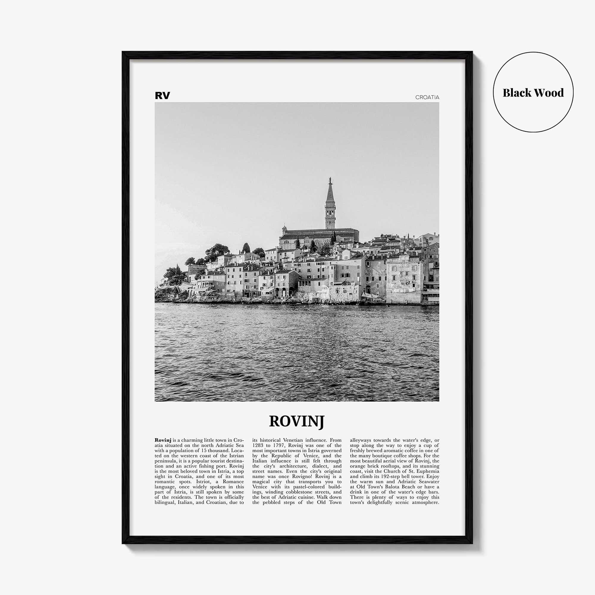Rovinj Print Black and White, Rovinj Wall Art, Rovinj Poster, Rovinj Photo, Rovinj Wall Décor, Croatia, Hrvatska, Travel Poster Print