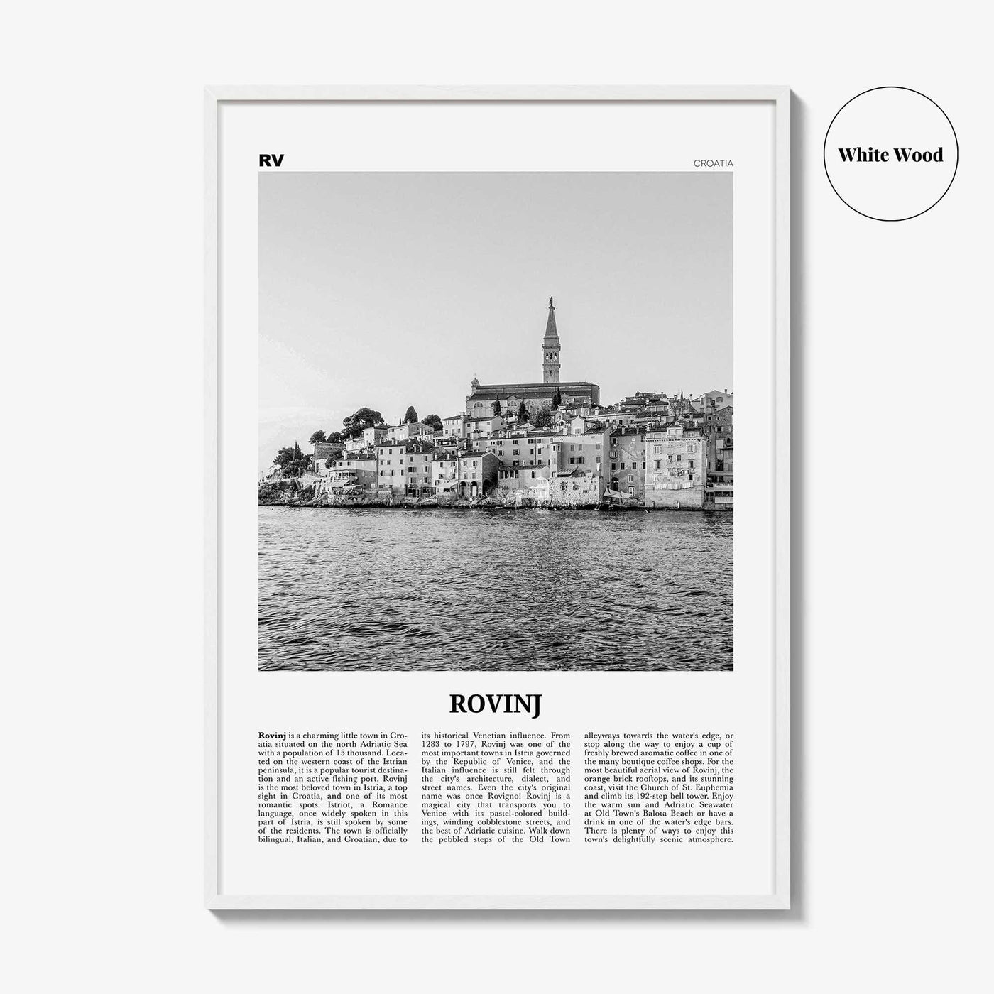 Rovinj Print Black and White, Rovinj Wall Art, Rovinj Poster, Rovinj Photo, Rovinj Wall Décor, Croatia, Hrvatska, Travel Poster Print