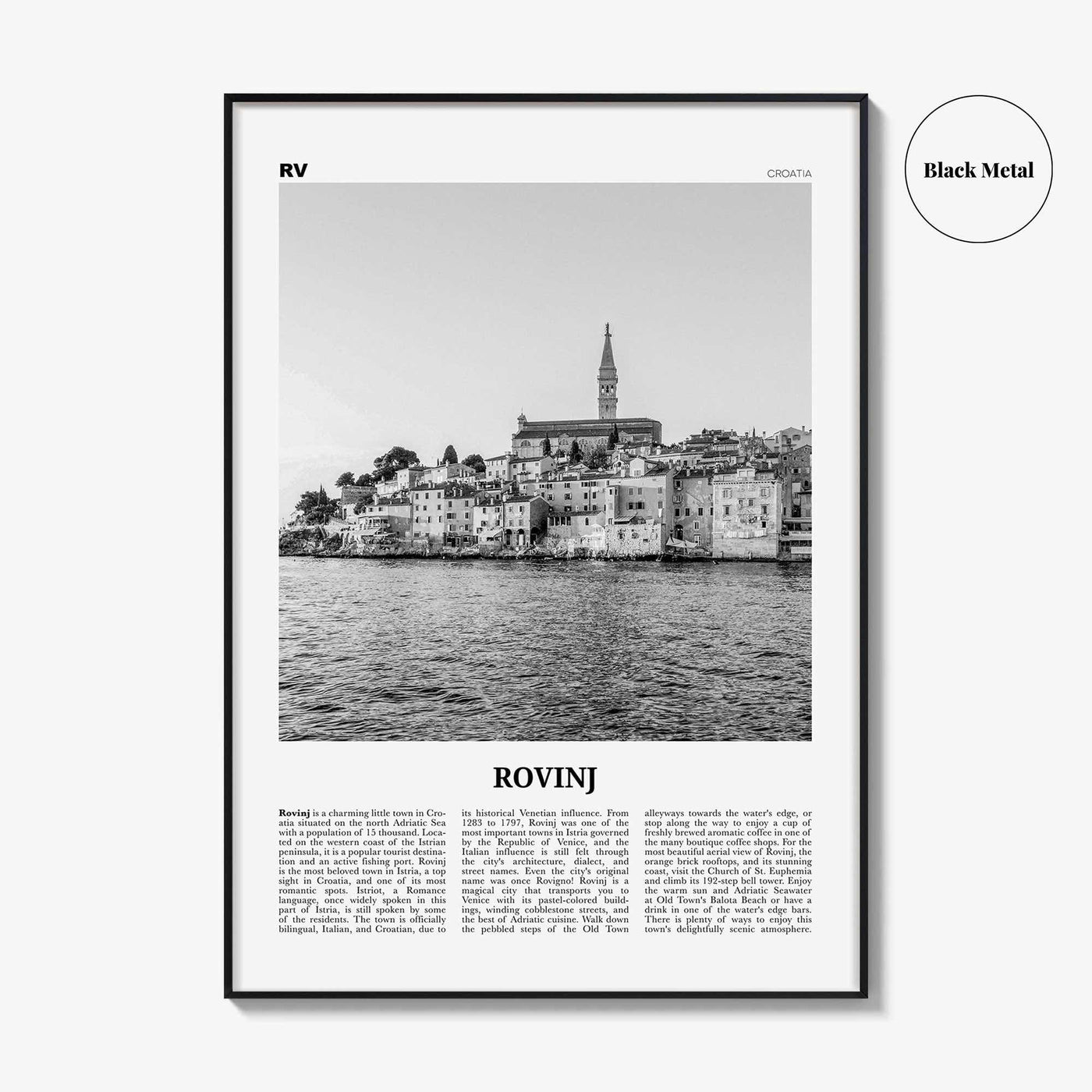 Rovinj Print Black and White, Rovinj Wall Art, Rovinj Poster, Rovinj Photo, Rovinj Wall Décor, Croatia, Hrvatska, Travel Poster Print