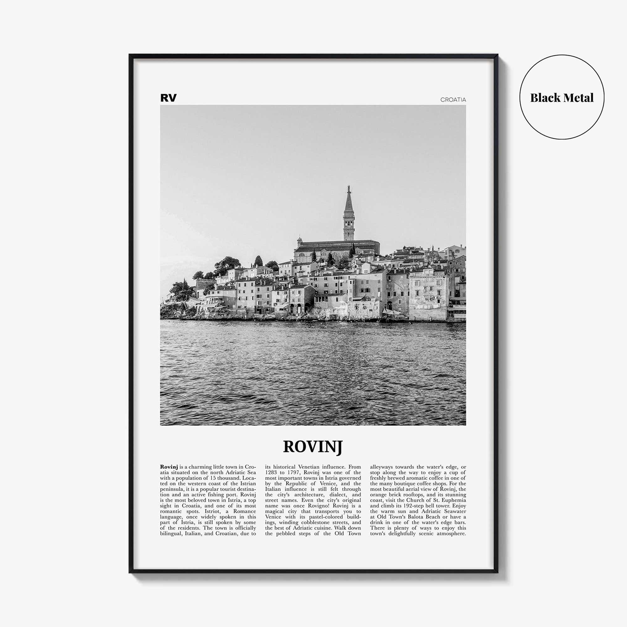 Rovinj Print Black and White, Rovinj Wall Art, Rovinj Poster, Rovinj Photo, Rovinj Wall Décor, Croatia, Hrvatska, Travel Poster Print
