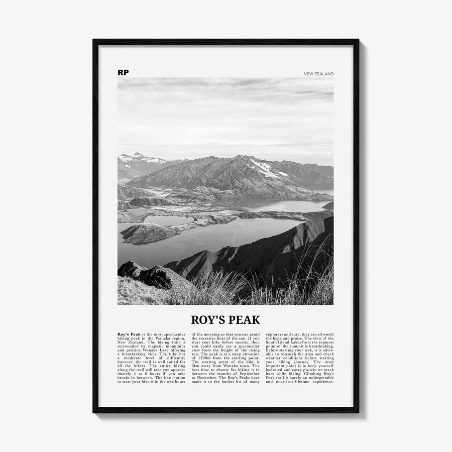 Roys Peak Print Black and White, Roys Peak Wall Art, Roys Peak Poster, Roys Peak Photo, New Zealand