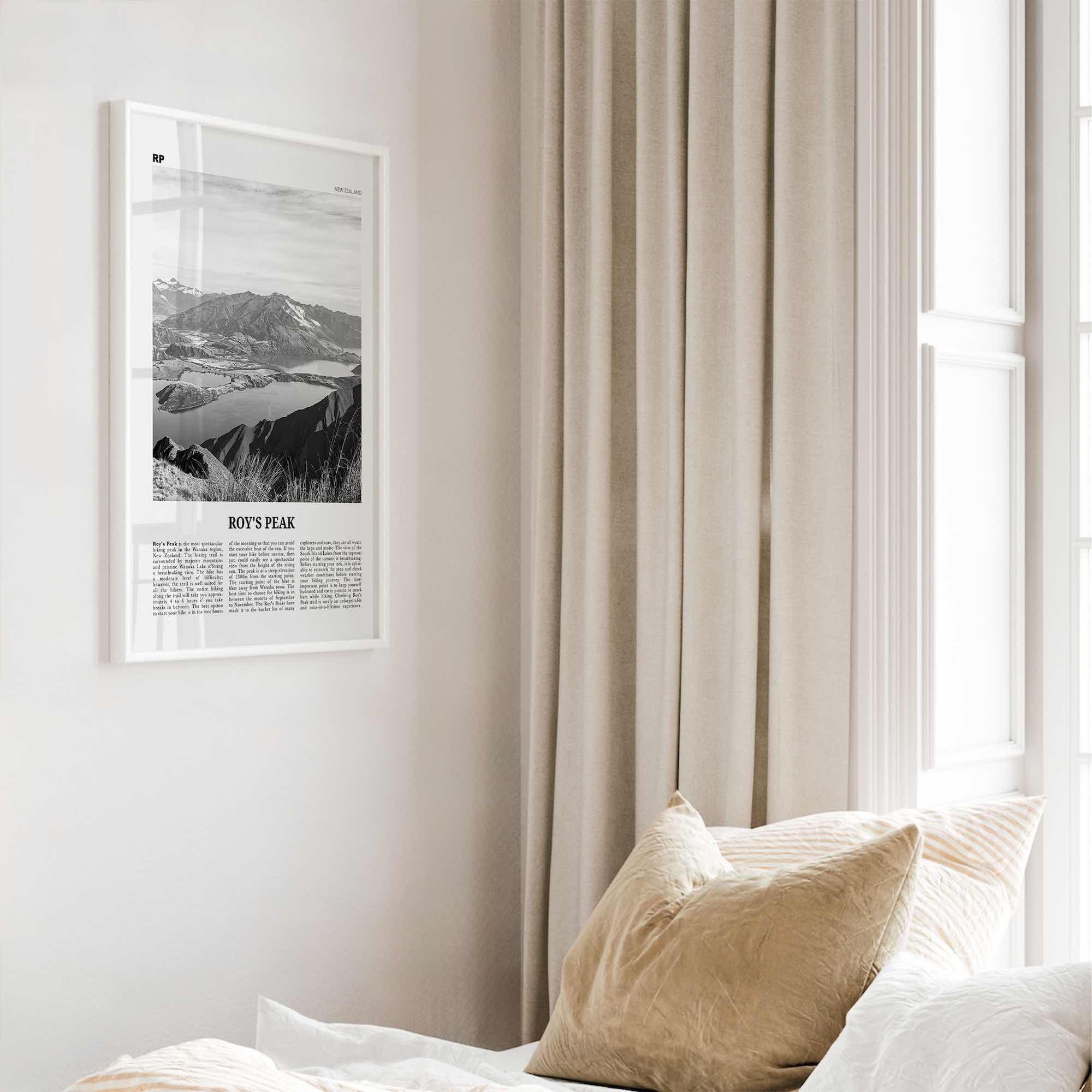 Roys Peak Print Black and White, Roys Peak Wall Art, Roys Peak Poster, Roys Peak Photo, New Zealand
