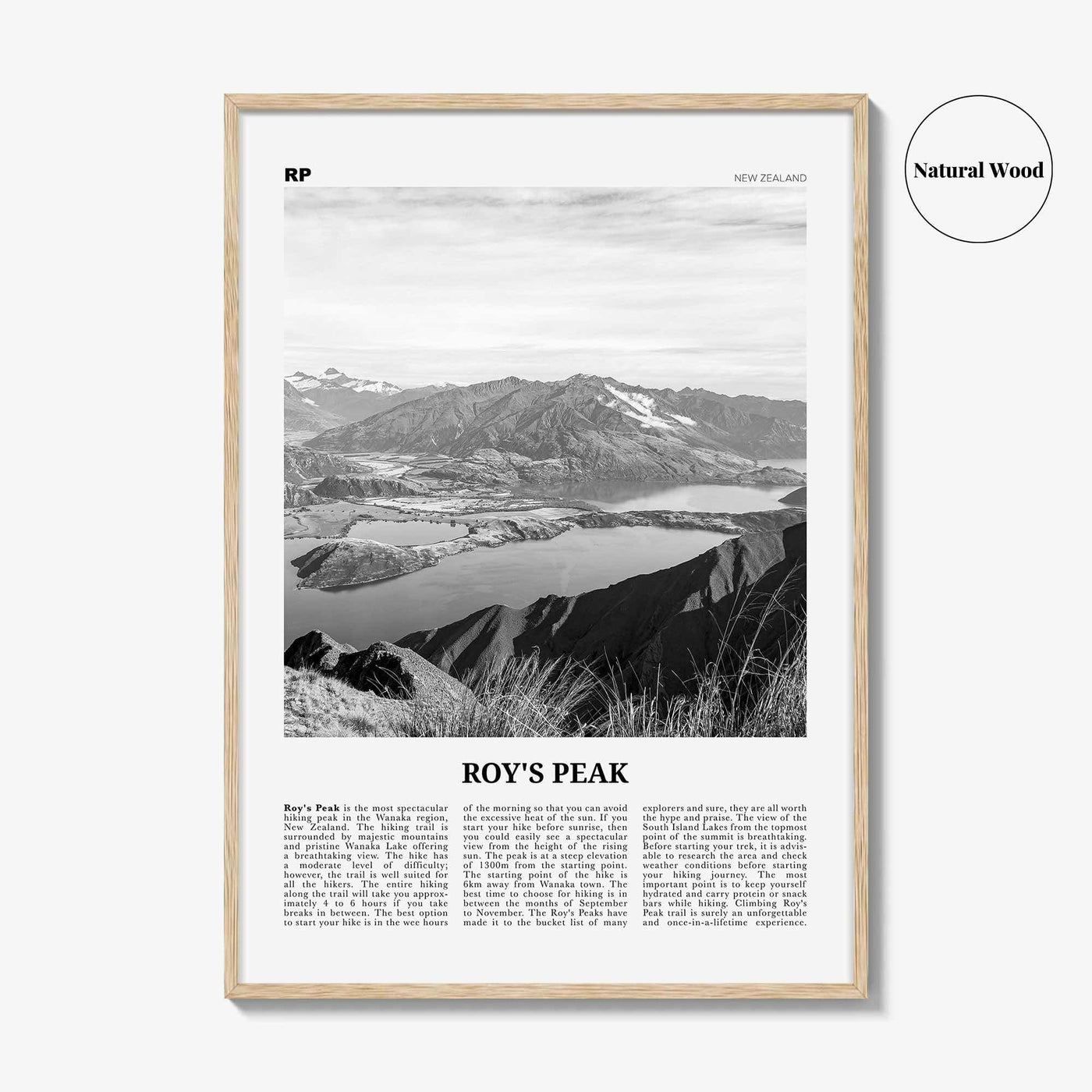 Roys Peak Print Black and White, Roys Peak Wall Art, Roys Peak Poster, Roys Peak Photo, New Zealand