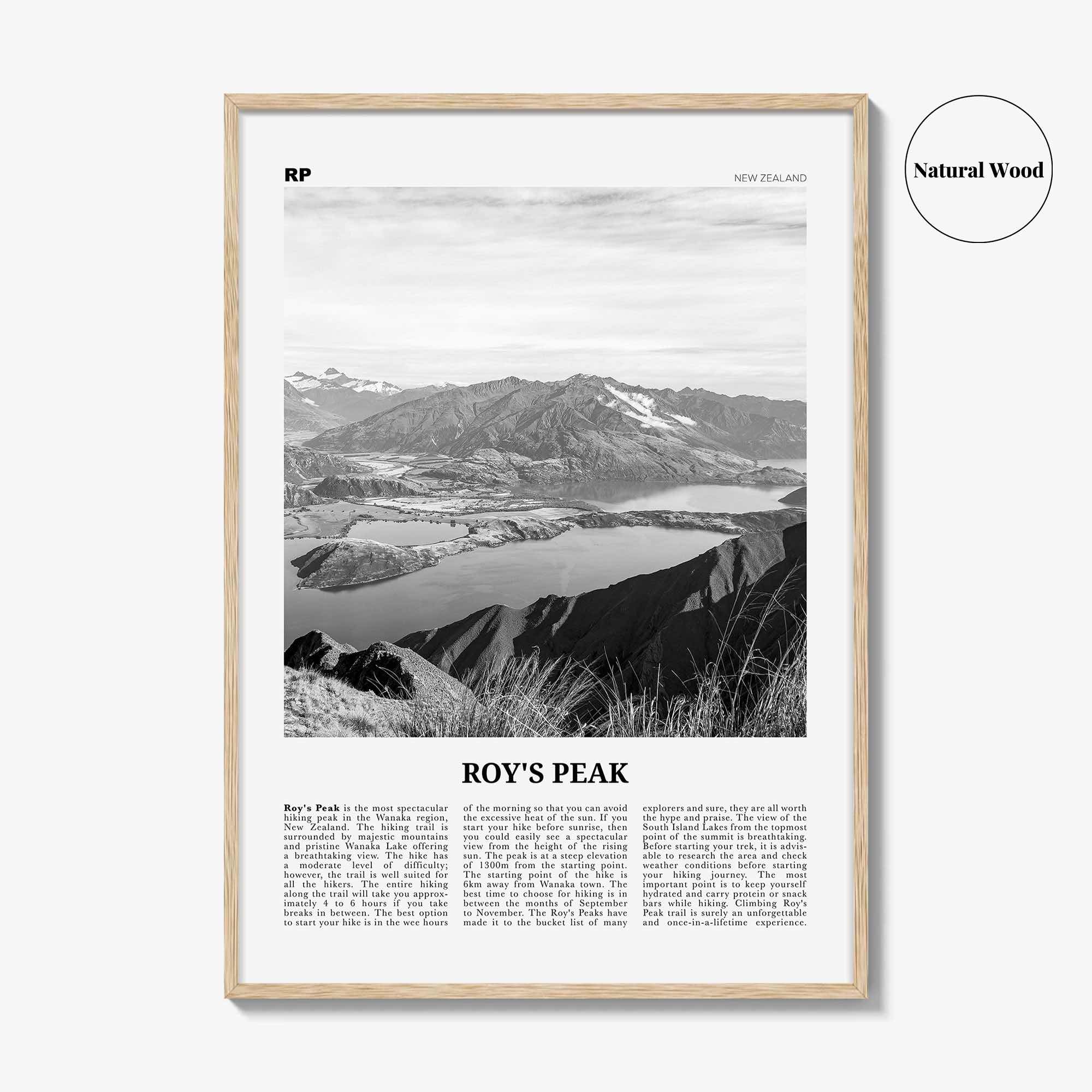 Roys Peak Print Black and White, Roys Peak Wall Art, Roys Peak Poster, Roys Peak Photo, New Zealand