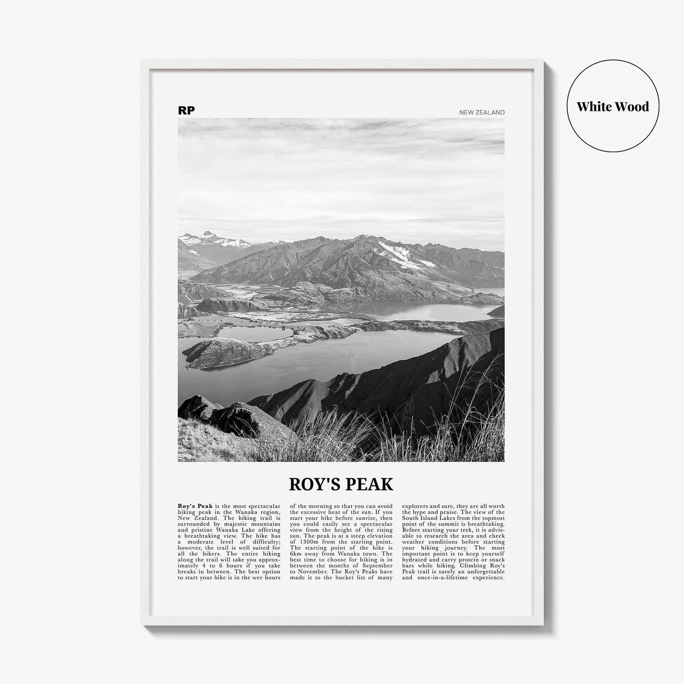 Roys Peak Print Black and White, Roys Peak Wall Art, Roys Peak Poster, Roys Peak Photo, New Zealand