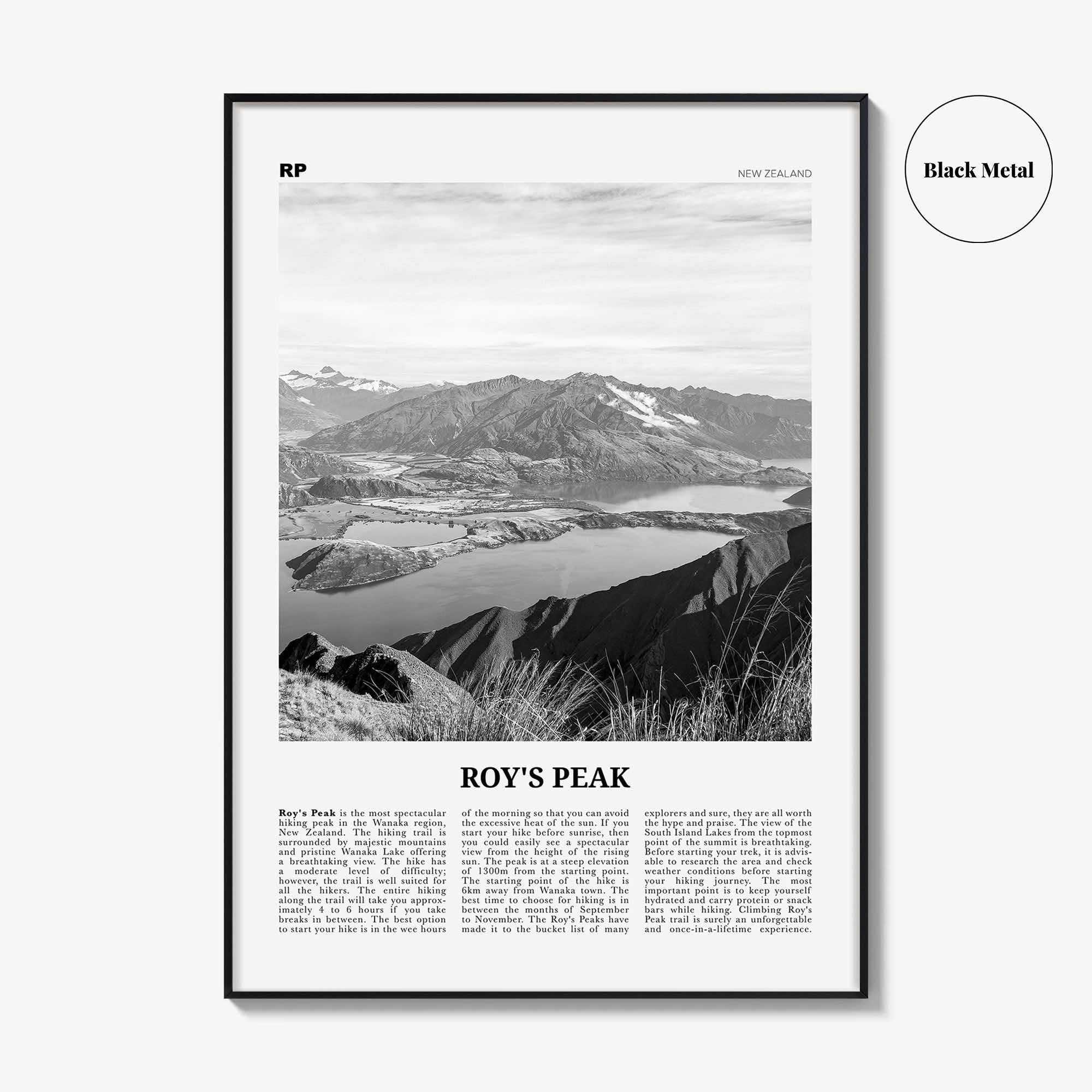 Roys Peak Print Black and White, Roys Peak Wall Art, Roys Peak Poster, Roys Peak Photo, New Zealand