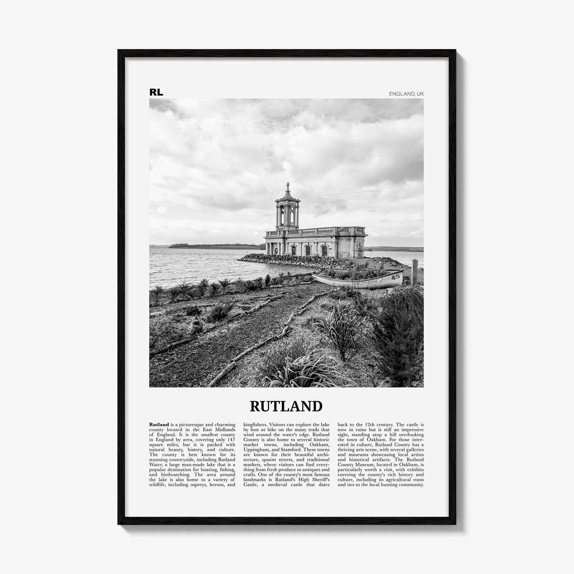 Rutland Print Black and White, Rutland Wall Art, Rutland Poster, Rutland Photo, Rutland Wall Décor, Rutland Map, United States