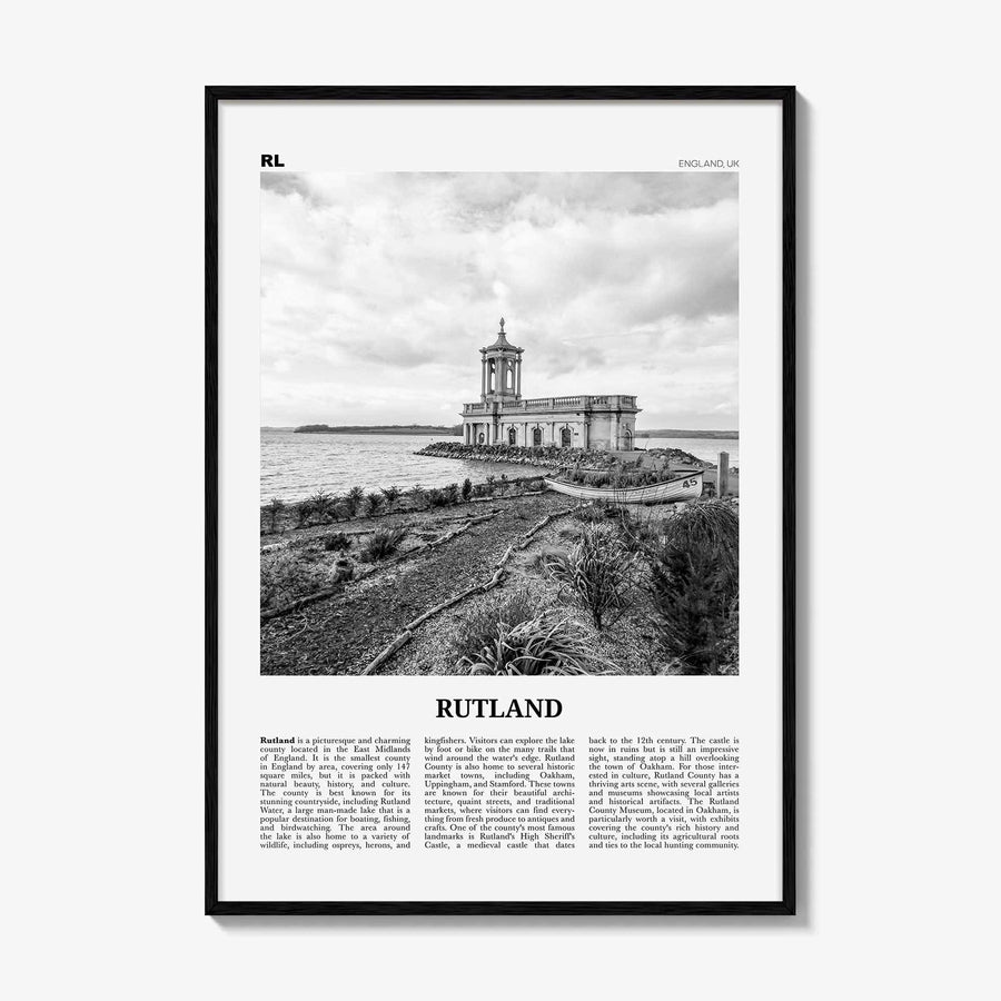 Rutland Print Black and White, Rutland Wall Art, Rutland Poster, Rutland Photo, Rutland Wall Décor, Rutland Map, United States