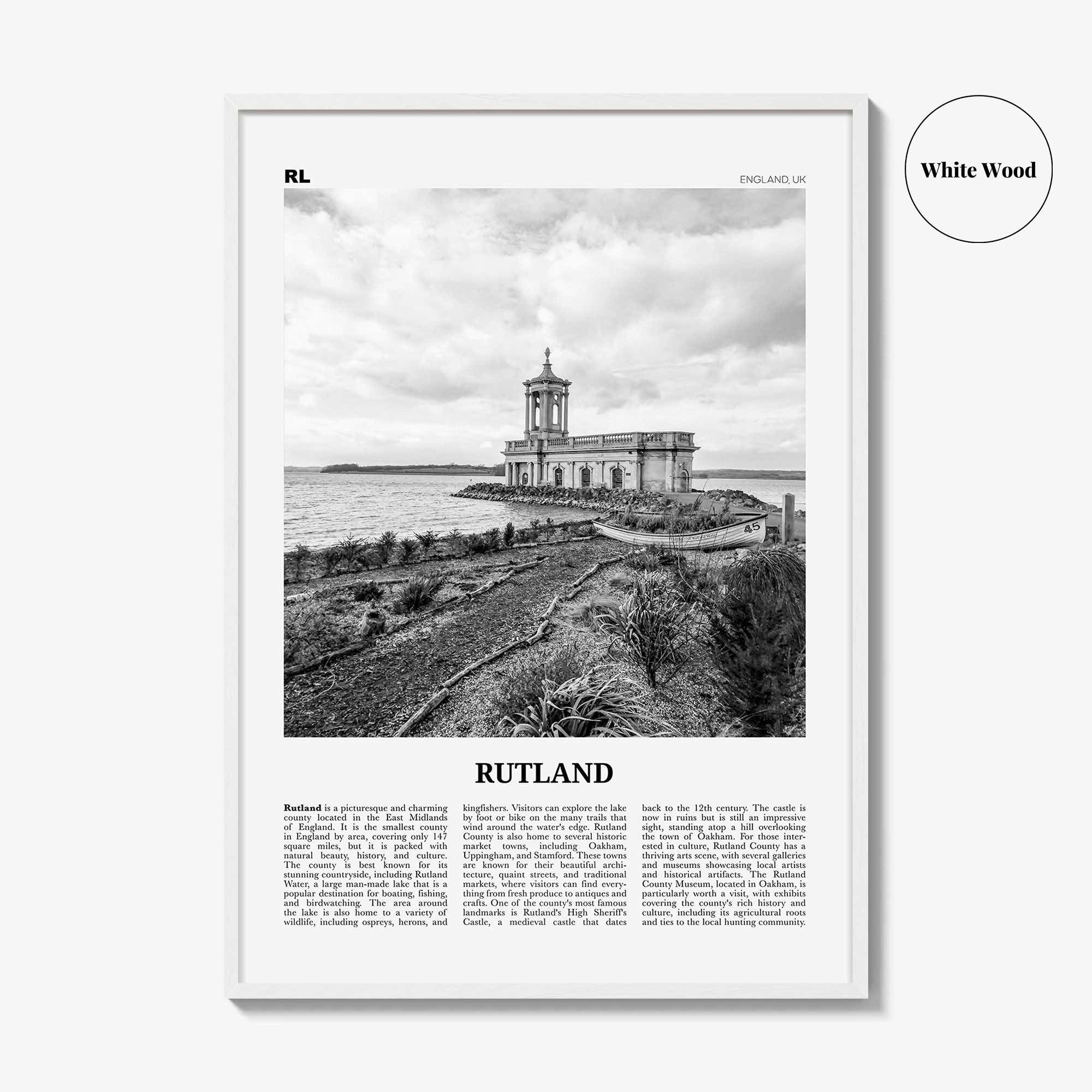 Rutland Print Black and White, Rutland Wall Art, Rutland Poster, Rutland Photo, Rutland Wall Décor, Rutland Map, United States