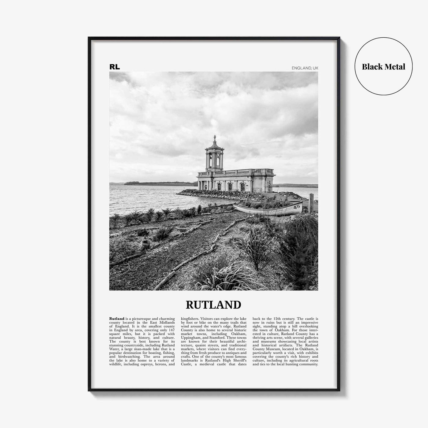 Rutland Print Black and White, Rutland Wall Art, Rutland Poster, Rutland Photo, Rutland Wall Décor, Rutland Map, United States