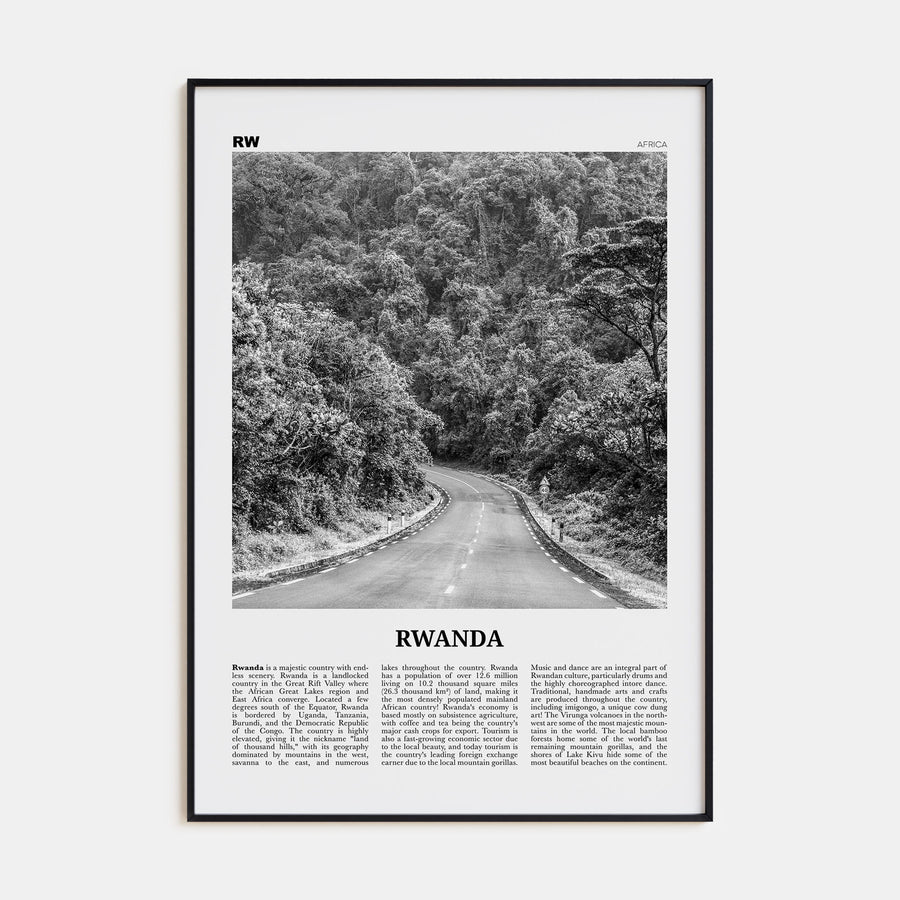 Rwanda Travel B&W Poster