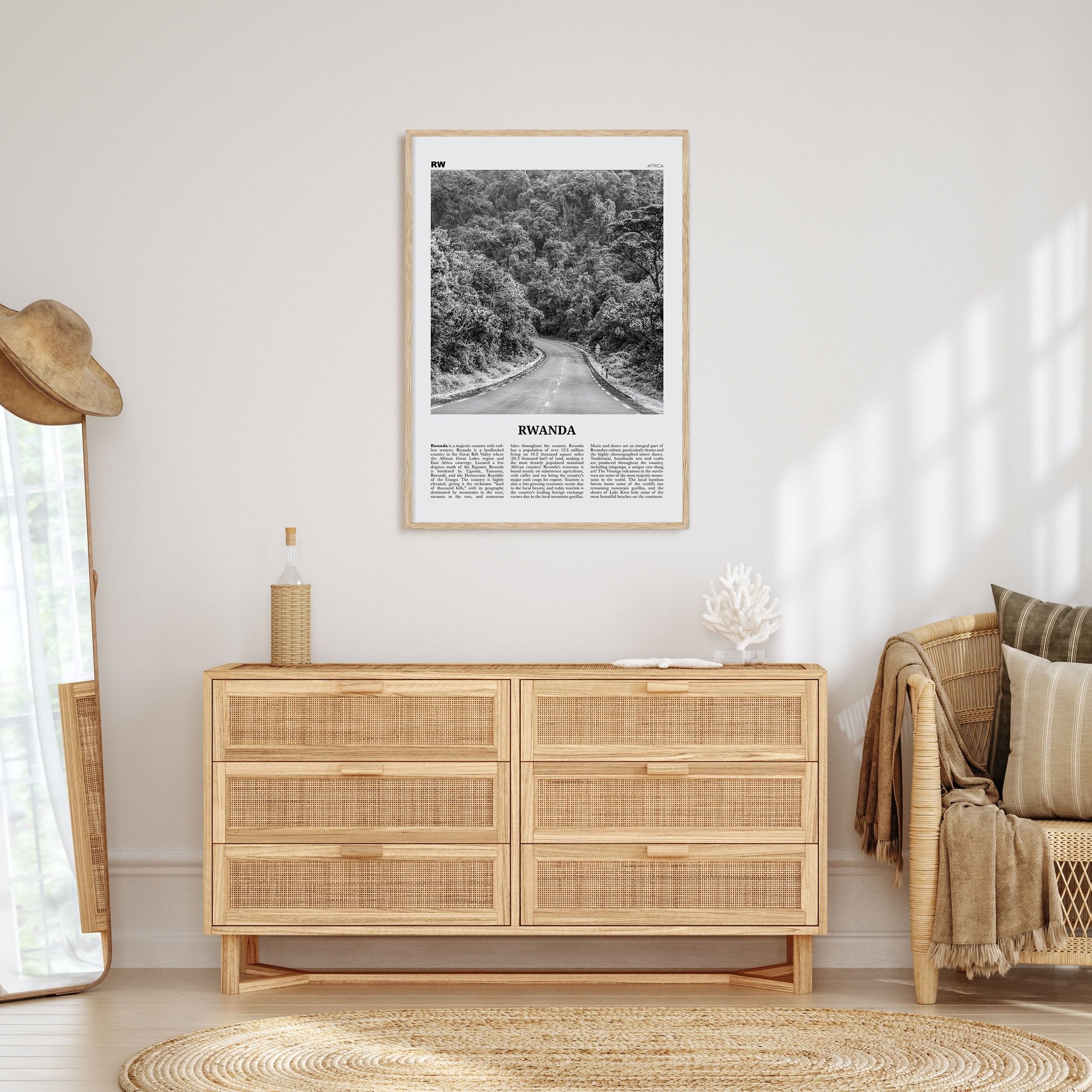 Rwanda Travel B&W Poster